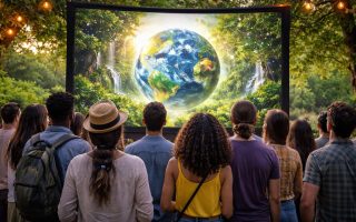 groupe-personnes-ecran-exterieur-nature