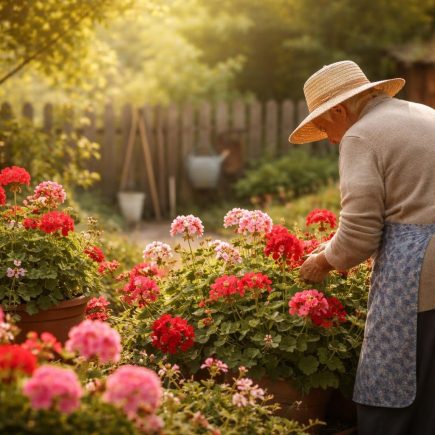 personne-agee-jardin-geraniums-cloture