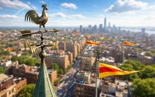 vue-aerienne-ville-drapeaux-nuages
