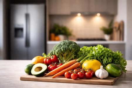 cuisine-moderne-fruits-legumes-plan-travail