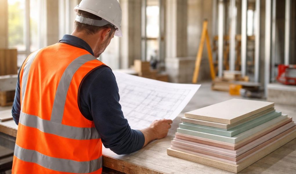 ouvrier-plans-chantier-plaques-platres