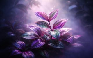 plante-misere-feuilles-colorées-brumeux