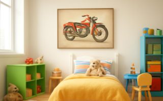 Comment Décorer la Chambre d'un Enfant avec un Tableau Moto Vintage