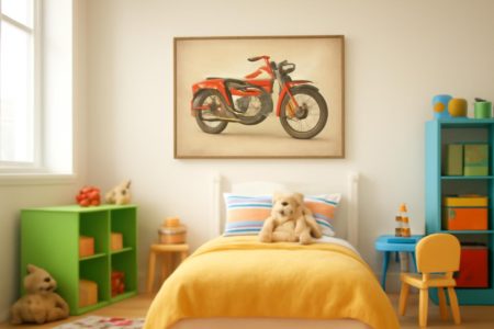 Comment Décorer la Chambre d'un Enfant avec un Tableau Moto Vintage
