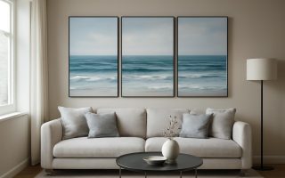 Comment Décorer le Salon avec un Triptyque Bord de Mer Bleu ?