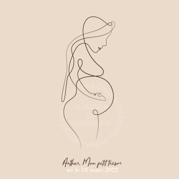 Tableau personnalisé femme enceinte Line Art minimaliste
