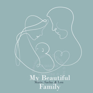 Tableau Affiche personnalisée naissance famille Line Art minimaliste