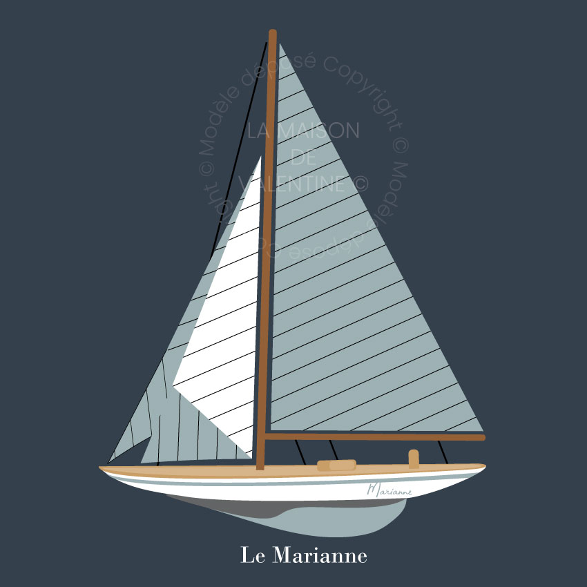 B016 Tableau bord de mer déco marine : Maquette de bateau