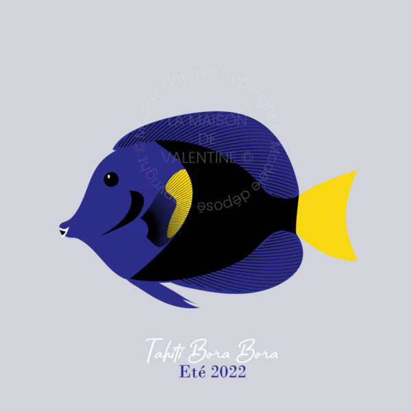 Tableau déco moderne poisson exotique bleu klein