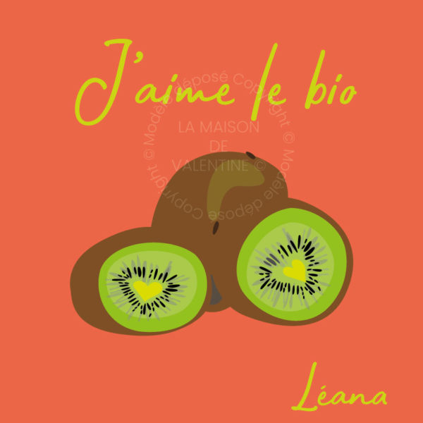 tableau personnalisé cuisine kiwi j'aime le bio