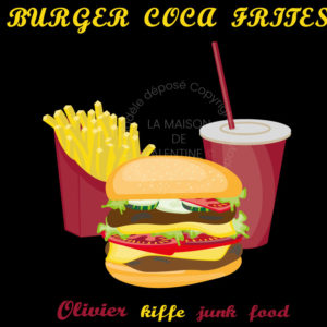 tableau cuisine fast food burger frite vintage à personnaliser