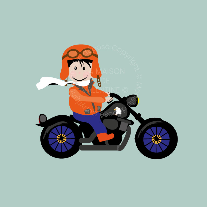 E015 Tableau moto vintage pour chambre d’enfant