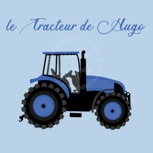 tableau tracteur bleu à personnaliser chambre d'enfants