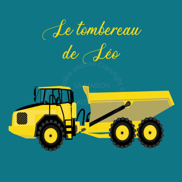 tableaux personnalisé camion chambre d'enfants bleu canard jaune