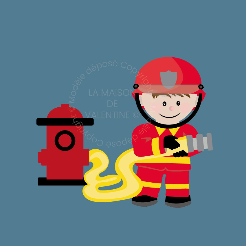 E030 Tableau pompier lance incendie pour chambre d’enfant