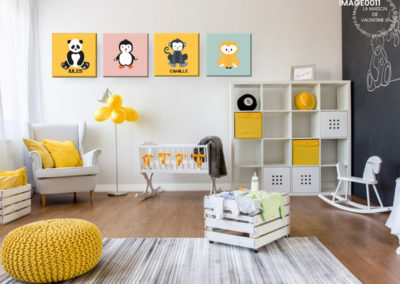 Tableaux colorés animaux chambre d’enfant