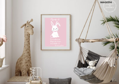 affiche personnalisée chambre fille lapin rose k31 déco romantique