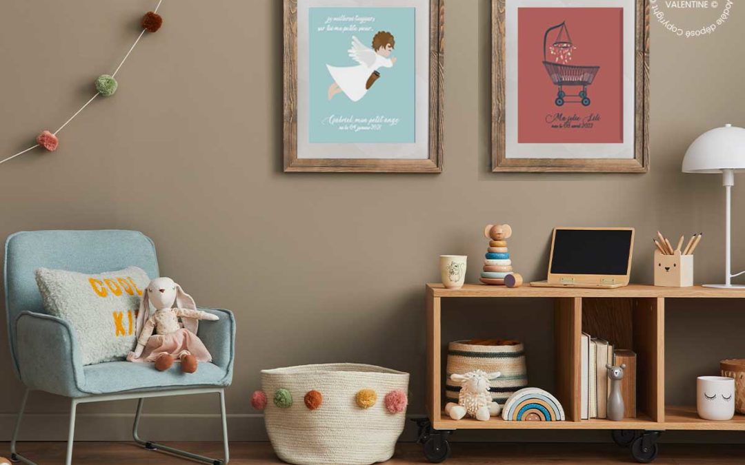 Tableaux personnalisés prénom chambre de bébé vintage