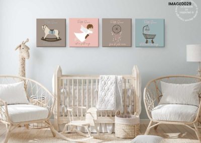 Tableaux personnalisés berceau et ange chambre de bébé