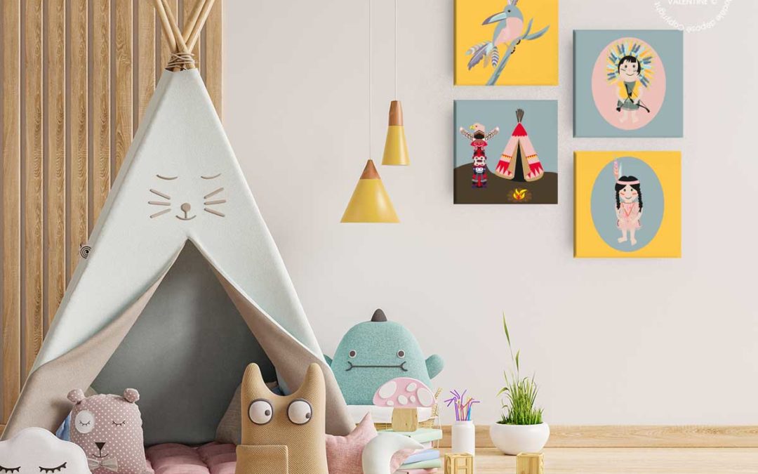 Tableau déco tipi chambre d’enfant