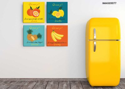 tableau triptyque cuisine à personnaliser fruits colorés