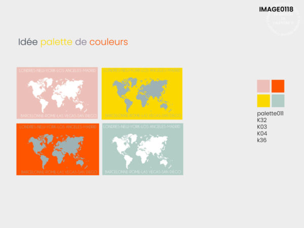 idée palette couleur tableaux carte du monde colorée