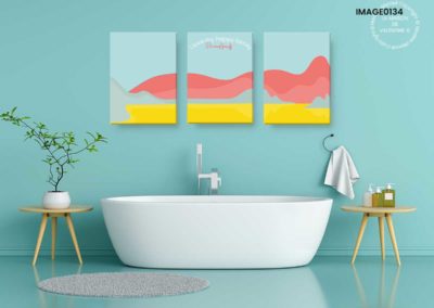 Tableau salle de bain paysage abstrait coloré