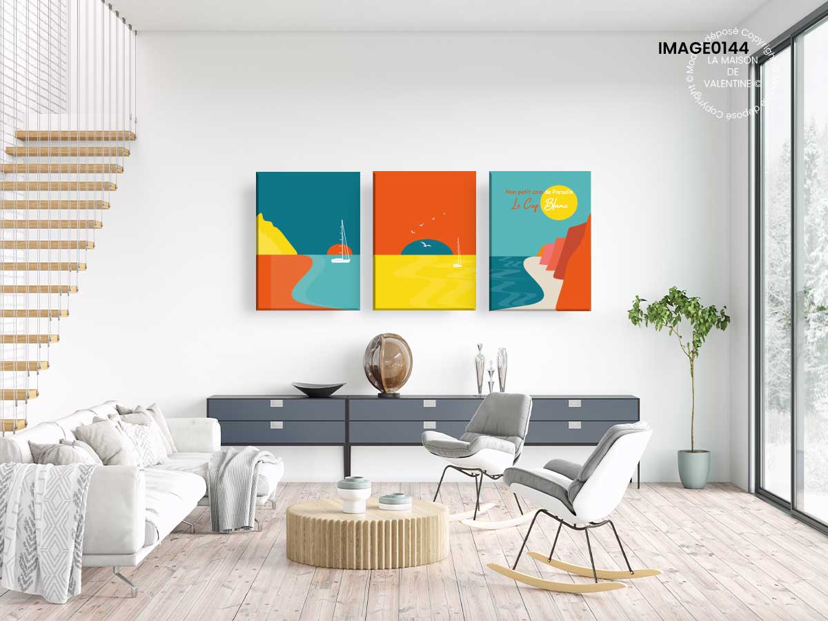 Tableau moderne et design couleur personnalisable dans salon moderne