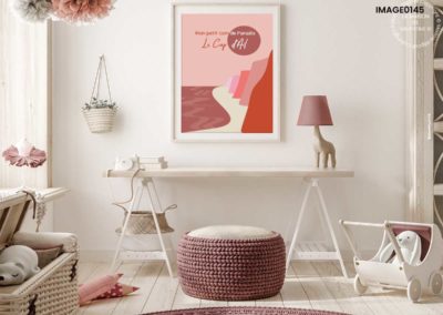 Tableau au design minimaliste dégradé de rose poudré et terracotta