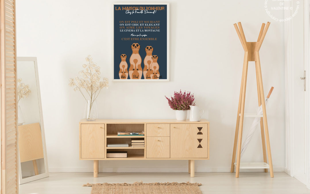 Tableau famille Maison du Bonheur ambiance scandinave