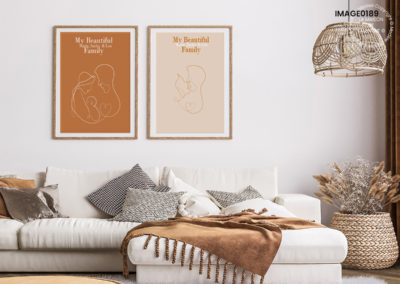 Affiche et Tableau personnalisé prénom Famille Line Art minimaliste