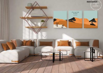 Tableau paysage désert marocain dans salon moderne
