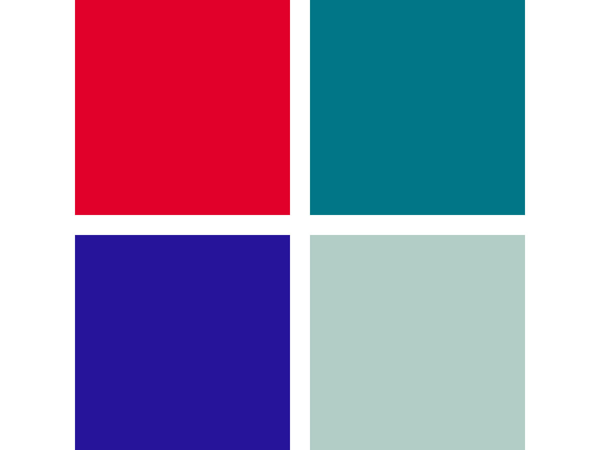 idée palette couleur bleu klein rouge vif
