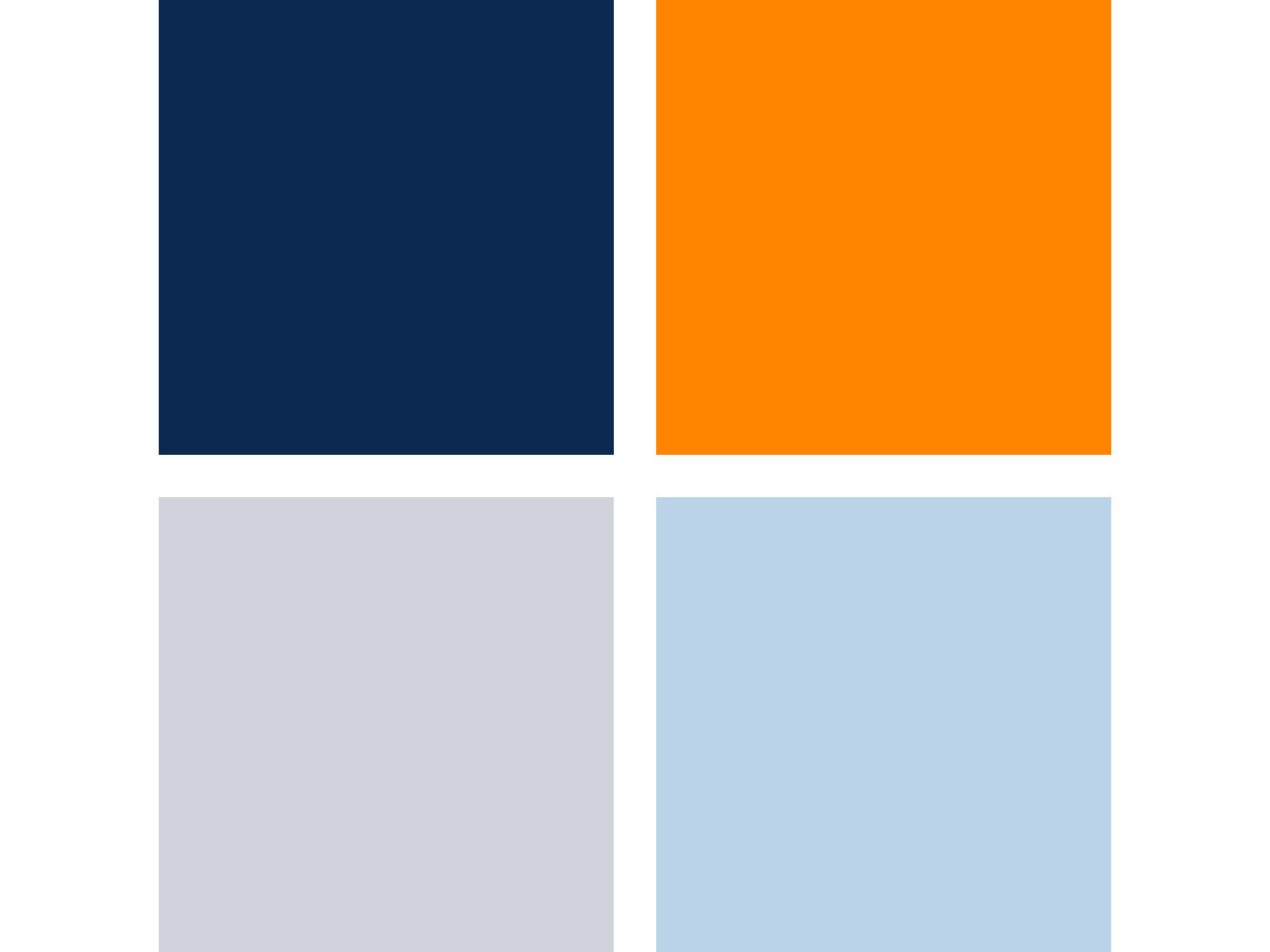 idée palette bleu marine bleu clair orange