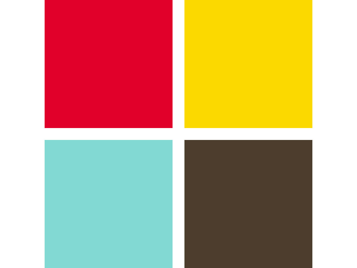 idée palette couleur contrasté jaune rouge bleu turquoise