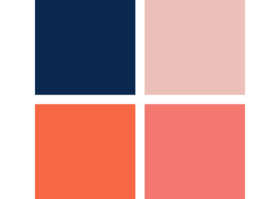Palette059 : Une palette bleu marine mêlée à des roses orangés