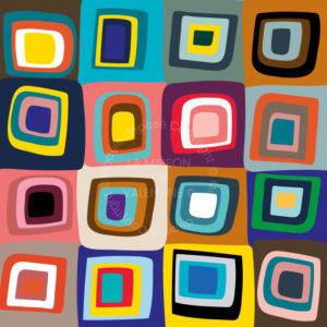 Tableau design Abstrait inspiration kandinsky carré en couleur