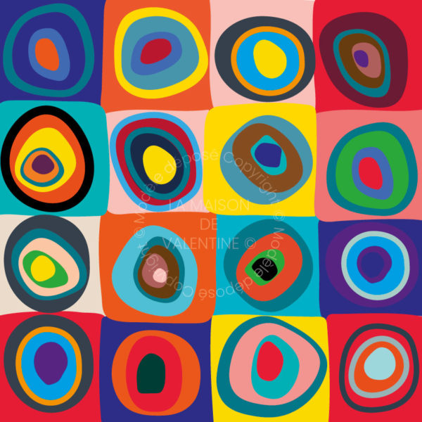 Tableau moderne Abstrait inspiration kandinsky cercle en couleur