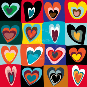 Tableau Abstrait inspiration kandinsky coeur en couleur