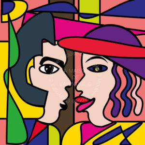 Tableau Abstrait à la manière de Picasso Couple face à face